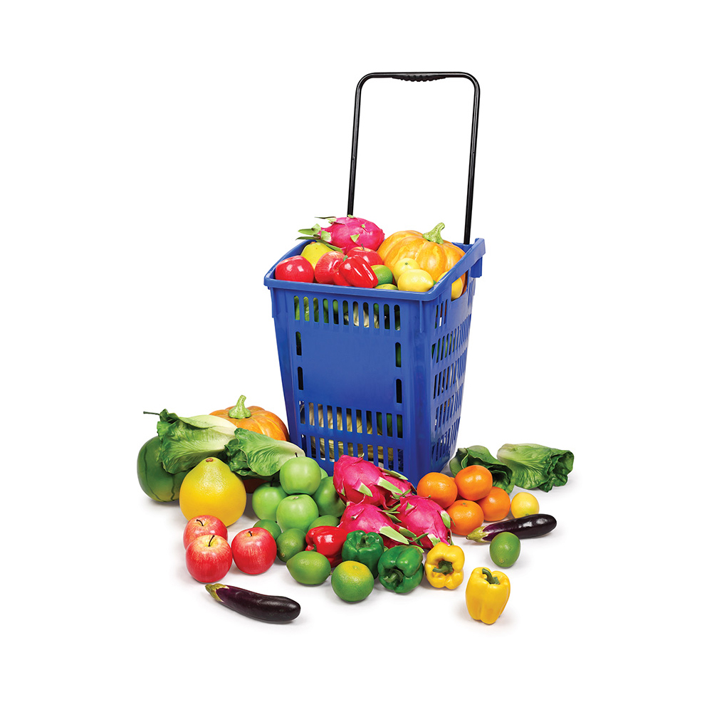 JS-SBT2 grocery plastic handle shopping basket for supermarket 