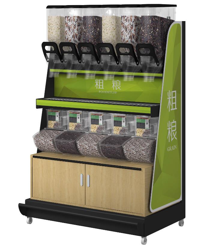 EK-026-4 iron display racks with gravity dispenser and scoop bins 