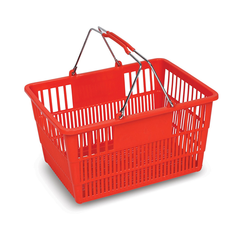 JS-SBT0 grocery plastic handle shopping basket for supermarket 
