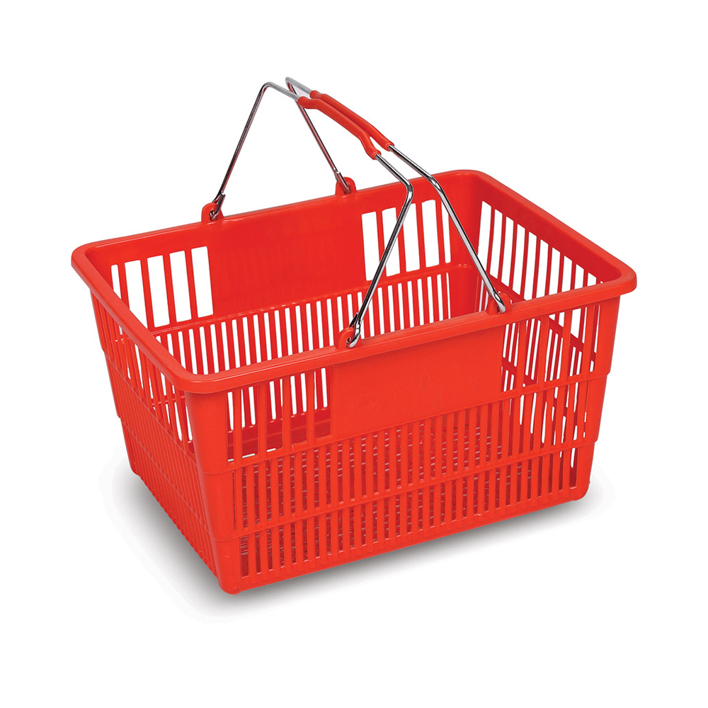 JS-SBT0 grocery plastic handle shopping basket for supermarket 