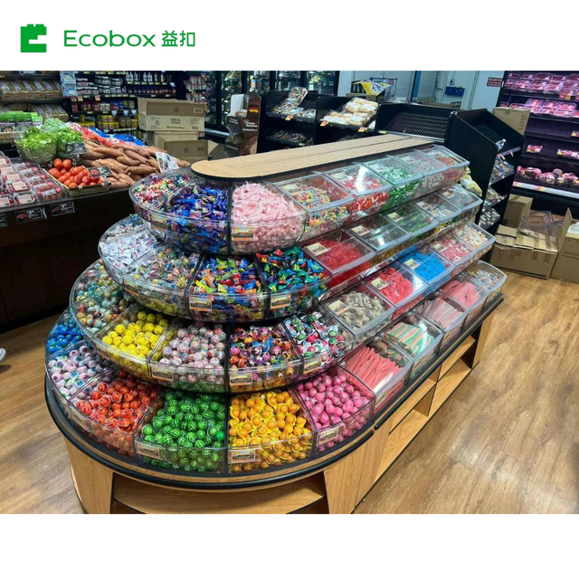 G012 wooden bulk food display round fixture