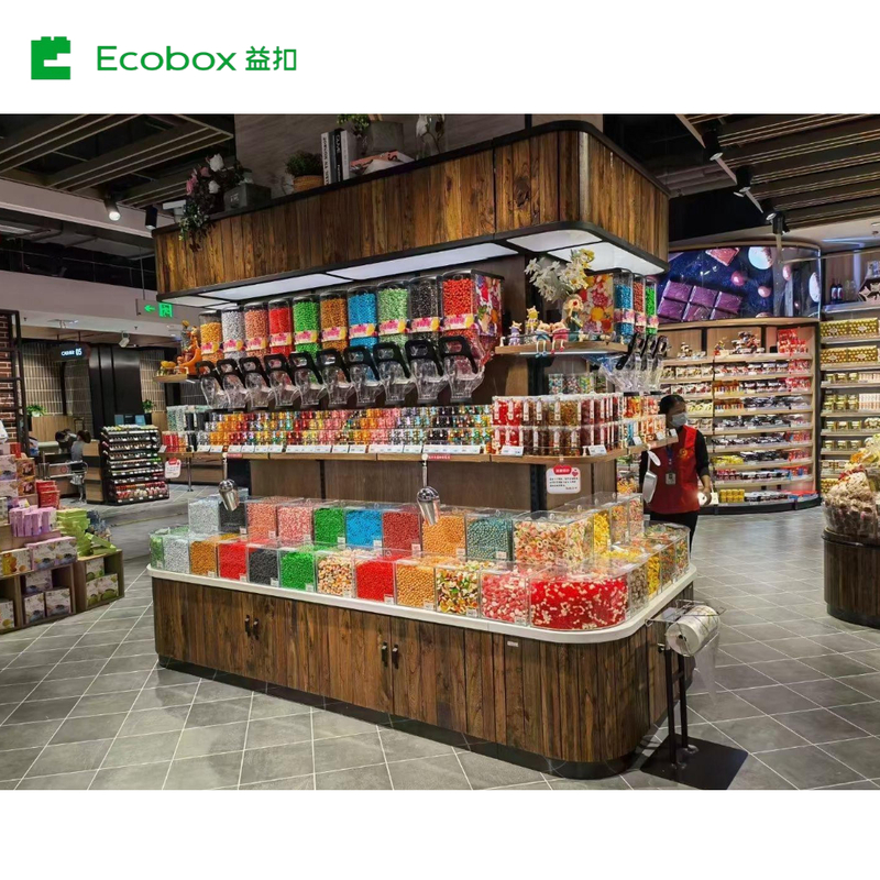 G013 wooden bulk food display round fixture